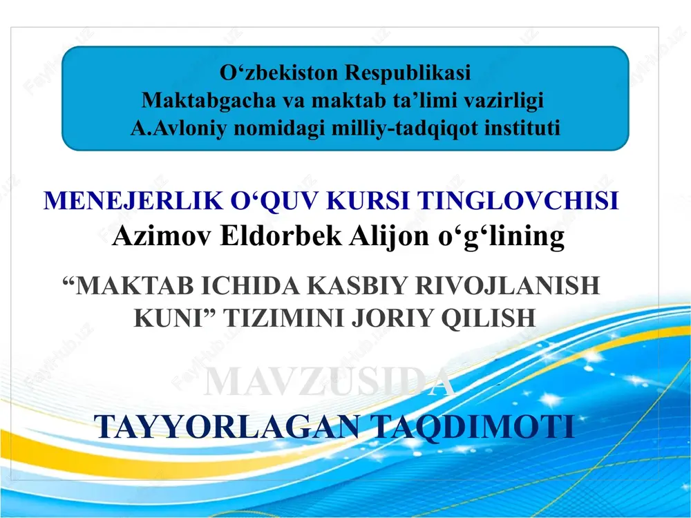 menejerlik o‘quv kursi tinglovchisi — PPTX