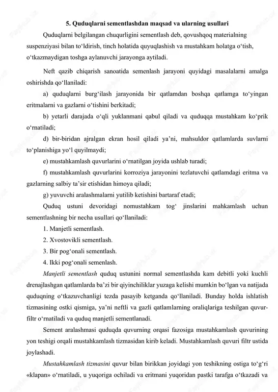 quduqlarni sementlash — DOCX