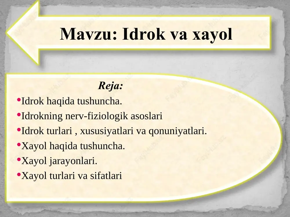 idrok va xayol — PPT