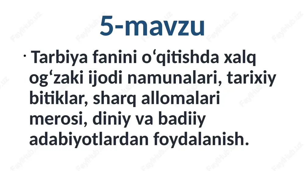 tarbiya fanini o'qitish — PPTX