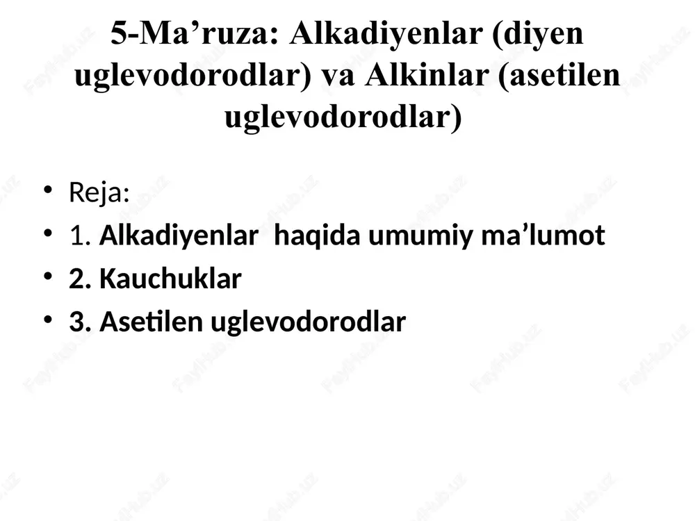 alkadiyenlar (diyenuglevodorodlar)vaalkinlar (asetilenuglevodorodlar) — PPTX