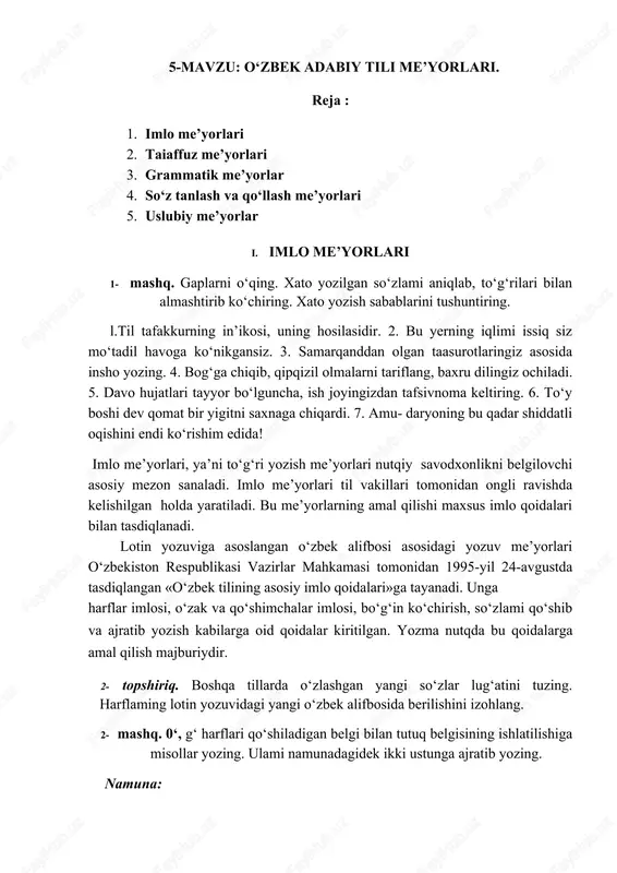 o‘zbek adabiy tili me’yorlari — DOCX