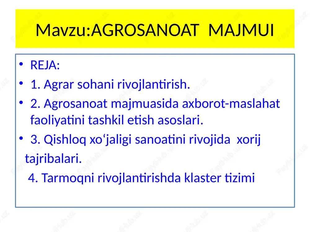 agrosanoat majmui — PPTX