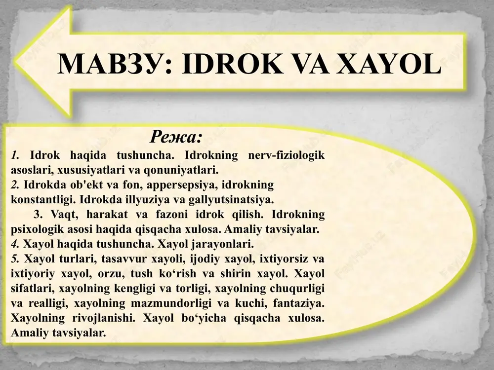 idrok va xayol — PPTX