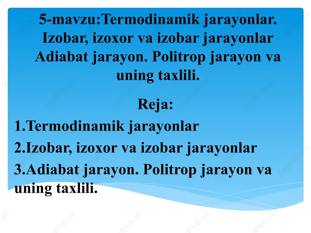termodinamika jarayonlar — PPTX