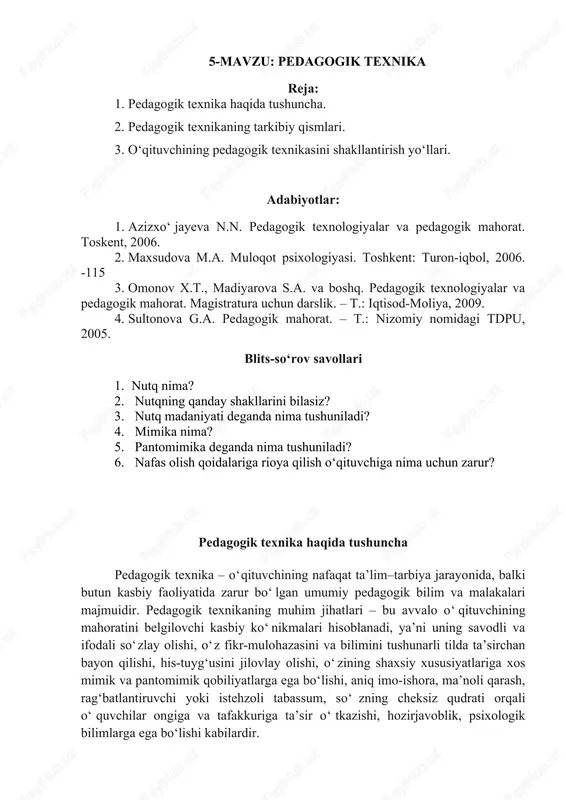 pedagogik texnika — DOCX