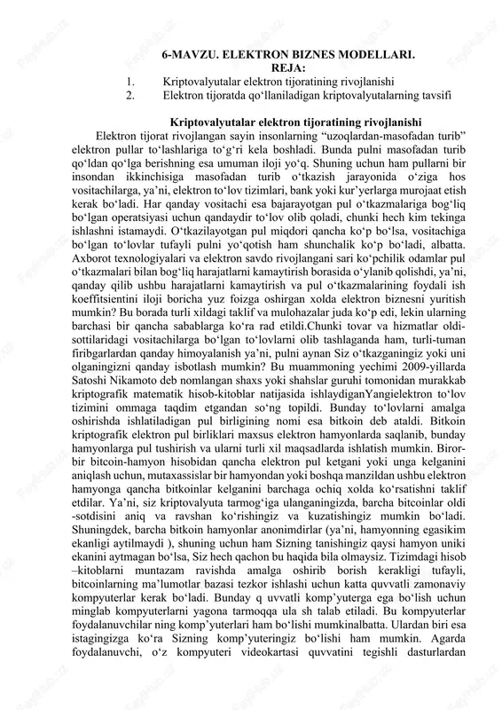 elektron biznes modellari — DOCX