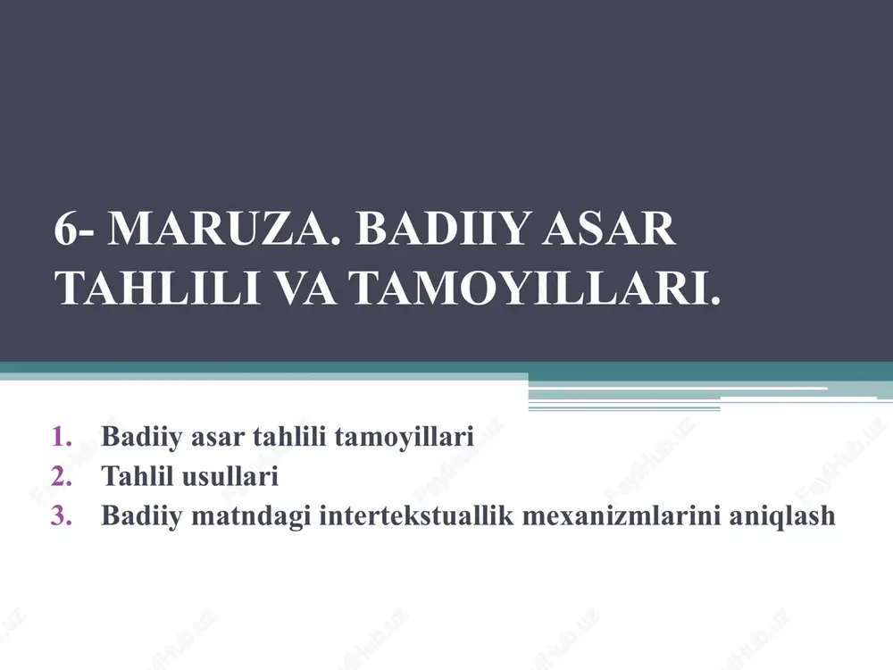 maruza. badiiy asar tahlili va tamoyillari — PPT
