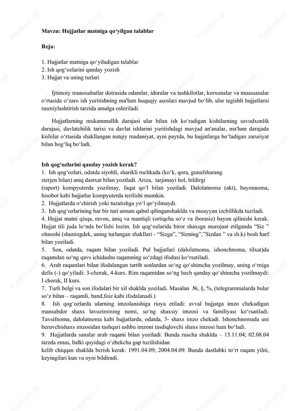 ish qog‘ozlarini qanday yozish — DOCX