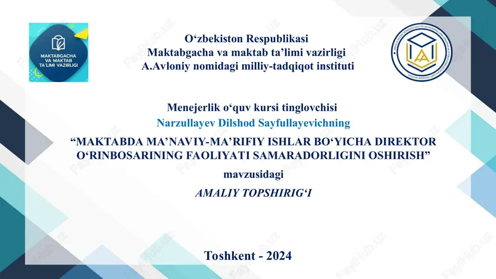 menejerlik o‘quv kursi tinglovchisi — PPT