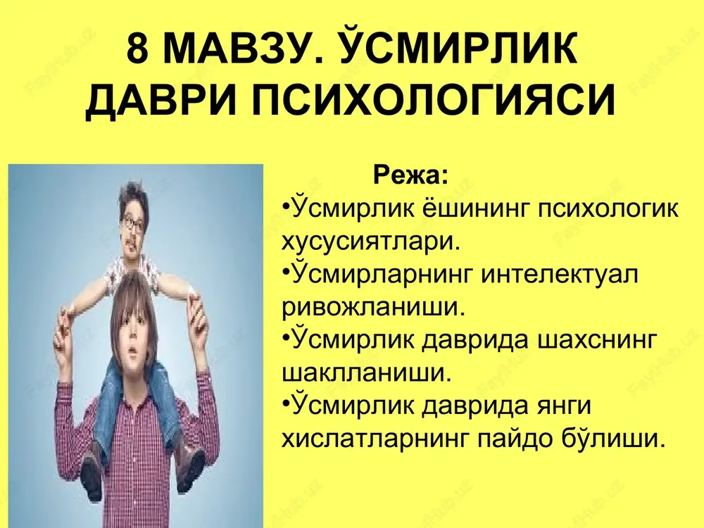 o'smirlik davri psixologiyasi — PPT