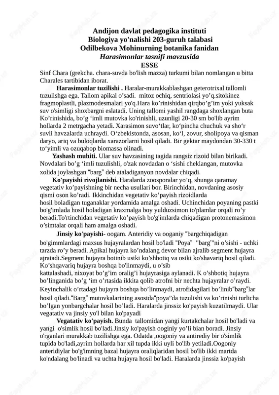 harasimonlar tasnifi — DOCX