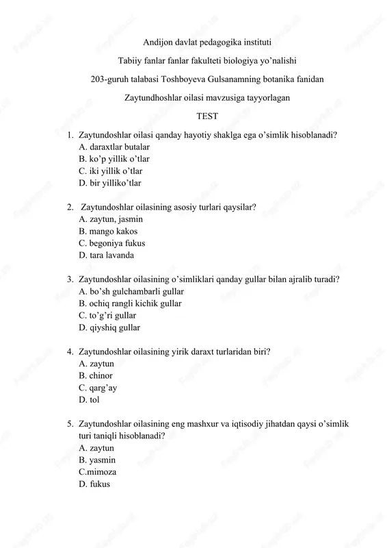 zaytundoshlar oilasi — DOCX