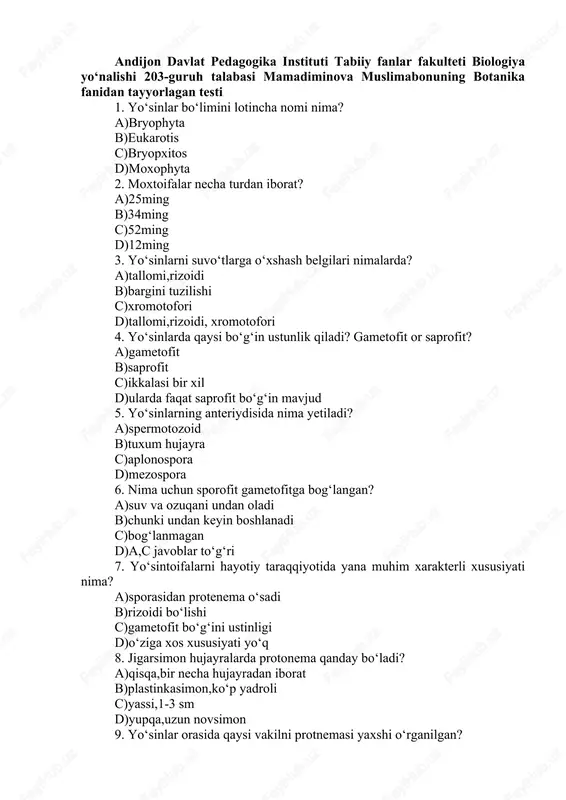 test by mamadiminova muslimabonu on botany — DOCX