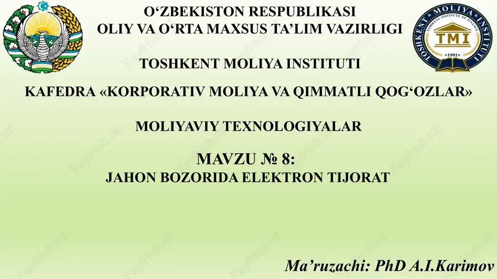 jahon bozorida elektron tijorat — PPTX