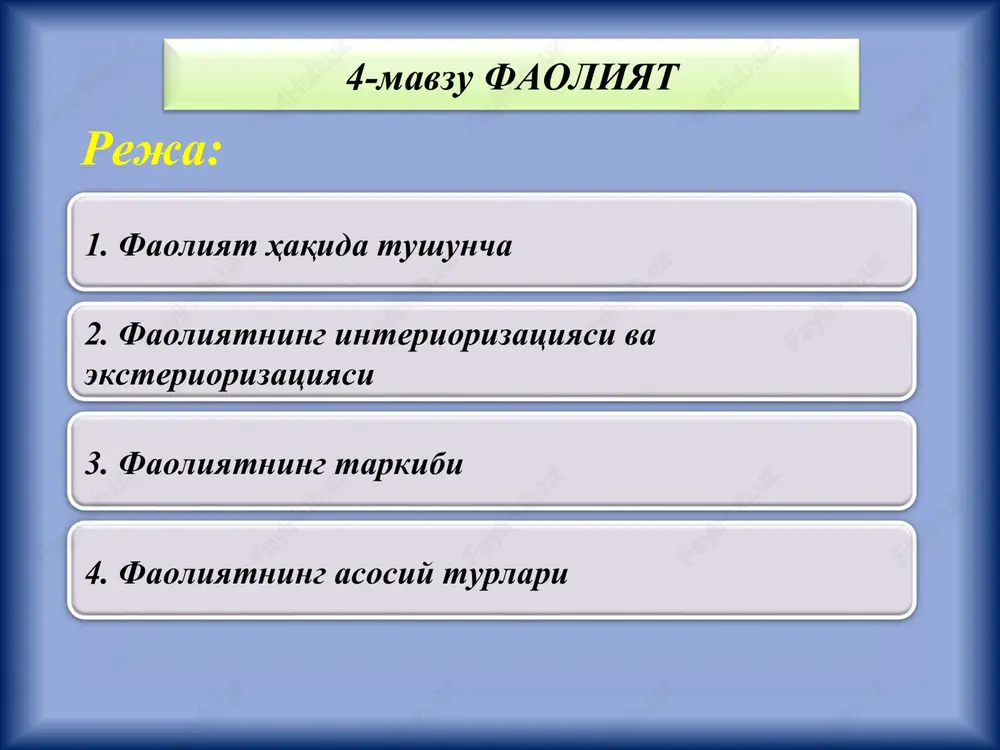 faoliyat — PPT