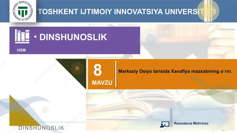 markaziy osiyo tarixida xanafiyamazxablar va yo’nalishlar — PPTX