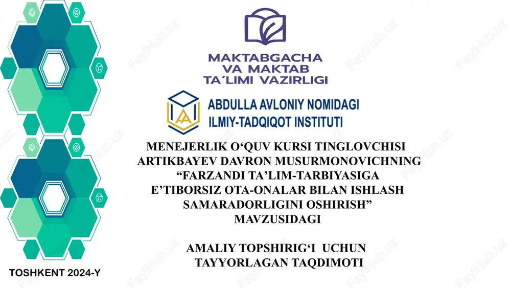 farzandi ta'lim-tarbiyasiga e'tibosiz — PPTX