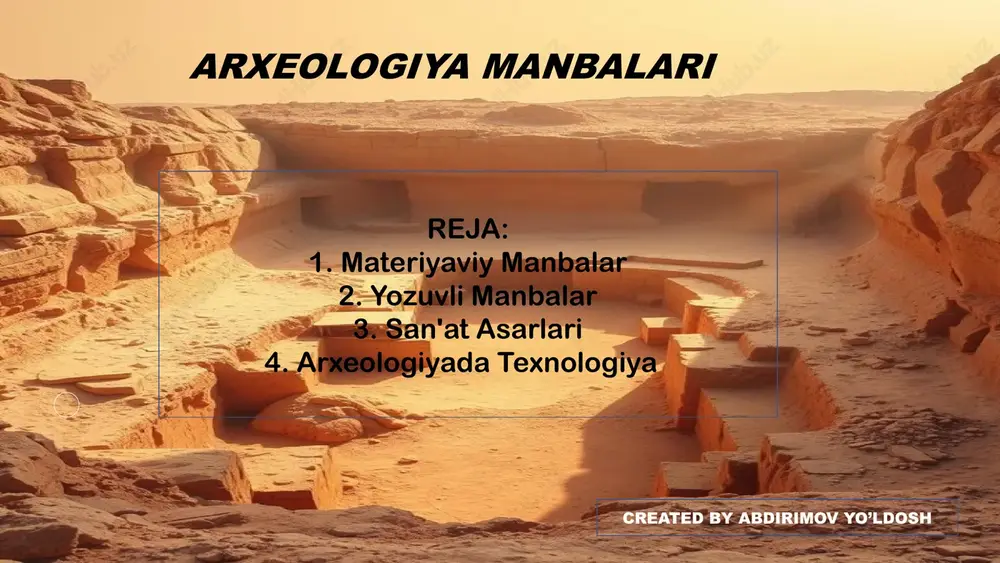 arxeologiya manbalari — PPTX