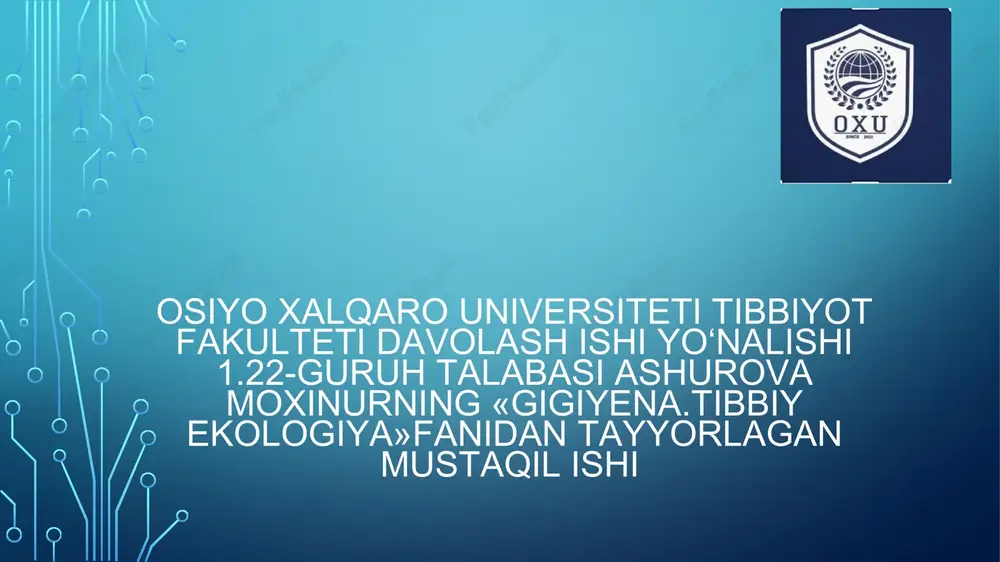 gigiyena.tibbiy ekologiya — PPTX