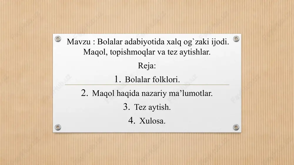 bolalar folklori — PPTX