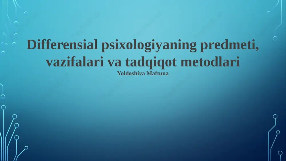 differensial psixologiya — PPTX