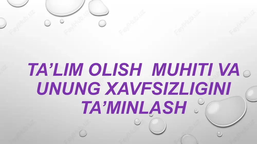 ta’limolish muhitini ta’minlash — PPTX