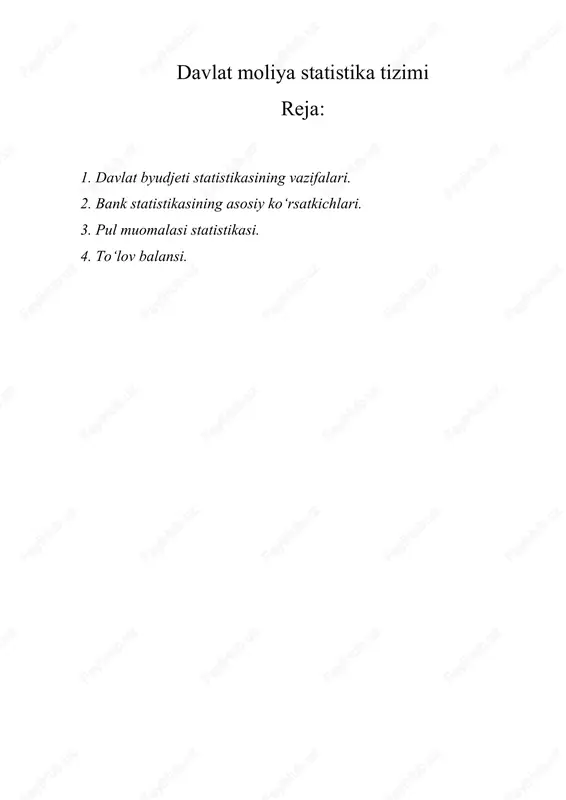 davlat moliya statistika tizimi — DOCX