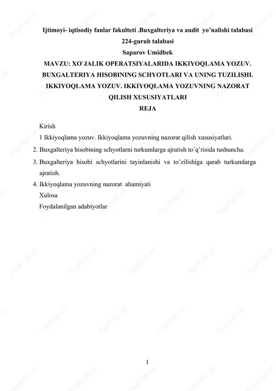 xo`jalik operatsiyalarida ikkiyoqlama yozuv — DOCX