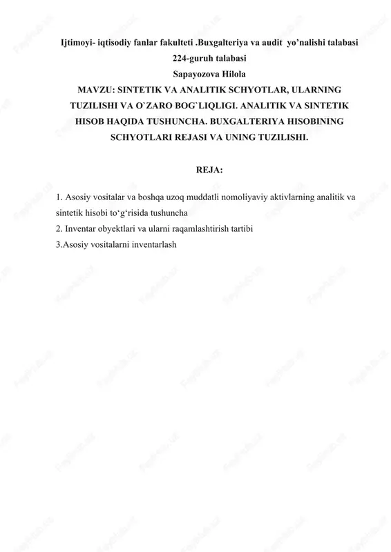 buxgalteriya va audit yo'nalishi talabasi — DOCX