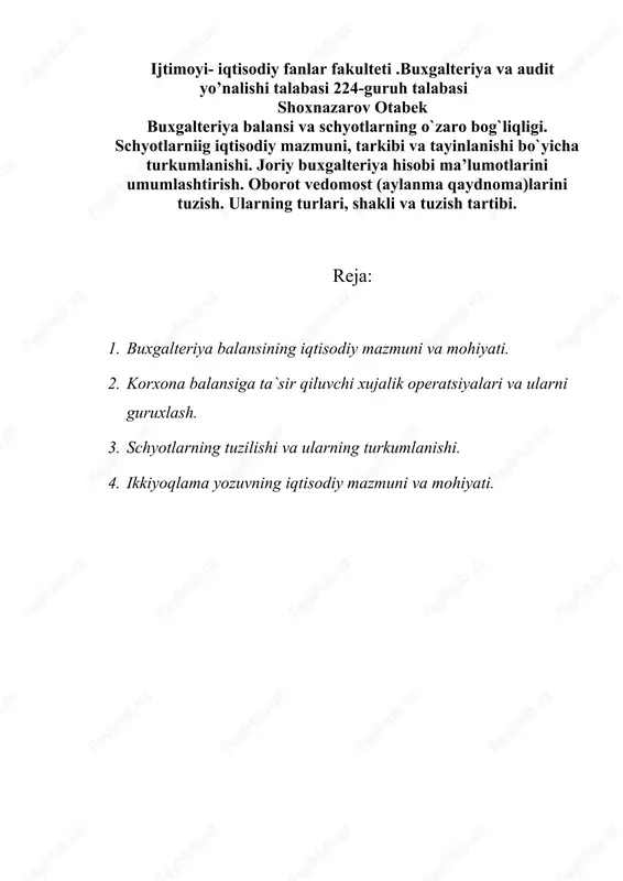 buxgalteriya va audit yo’nalishi — DOC