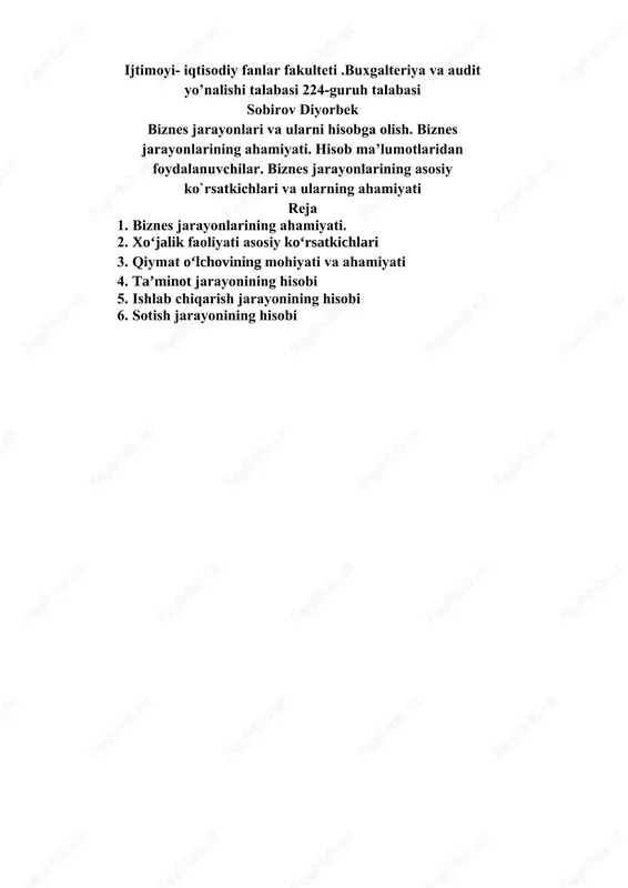 buxgalteriya va audit yo’nalish — DOCX