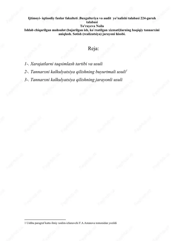 buxgalteriya va audit yo'nalishi talabasi — DOCX