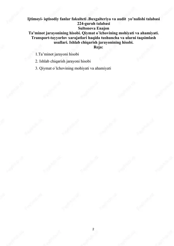 buxgalteriya va audit yo’nalishi talabasi — DOCX