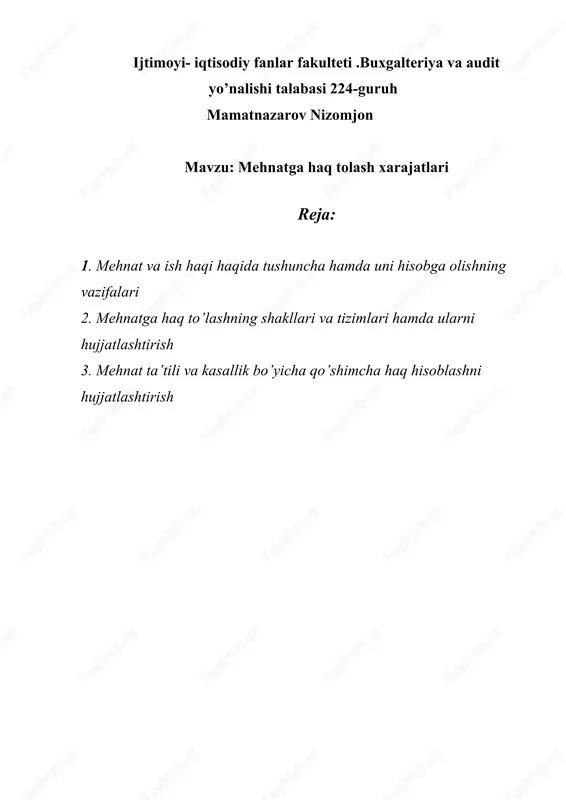 mehnatga haq tolash xarajatlari — DOC