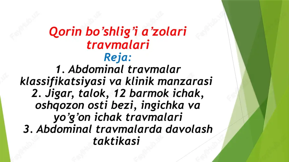 abdominal travmalar — PPTX