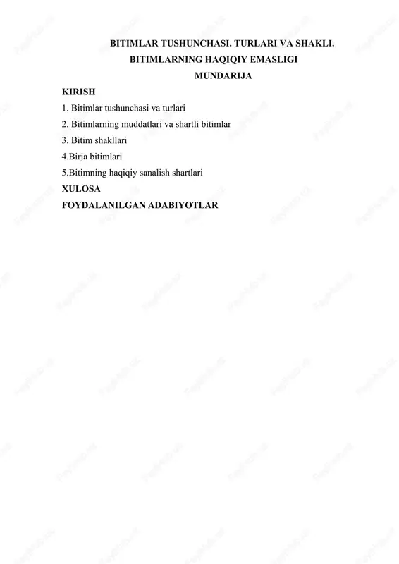 bitimlar tushunchasi — DOC