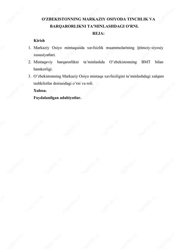 xalqaro tinchlik va barqarorlik — DOCX