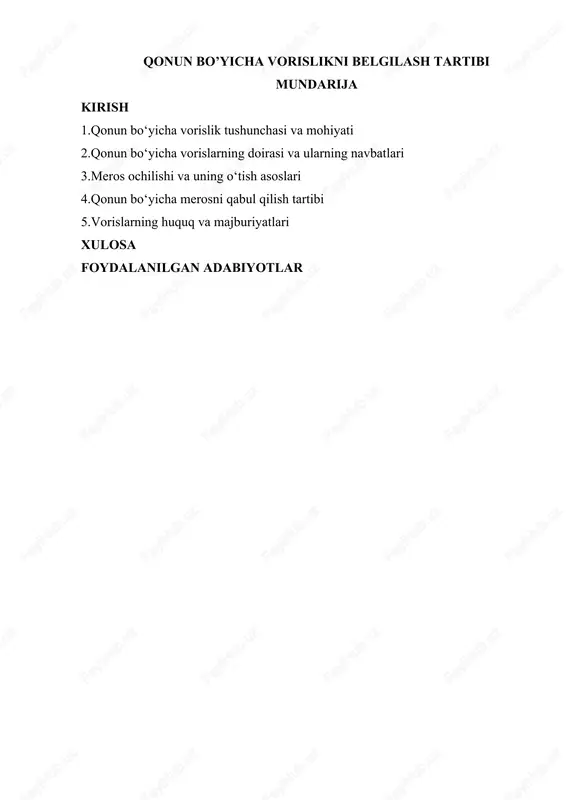 qonun bo'yicha vorislikni belgilash tartibi — DOC