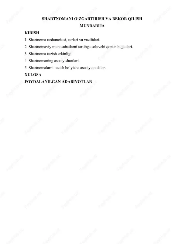 shartnomani o‘zgartirish va bekor qilish — DOC