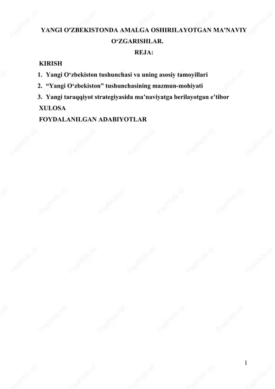 yangi o'zbekistonda amalga oshirilayotgan ma'naviy o'zgarishlar — DOCX