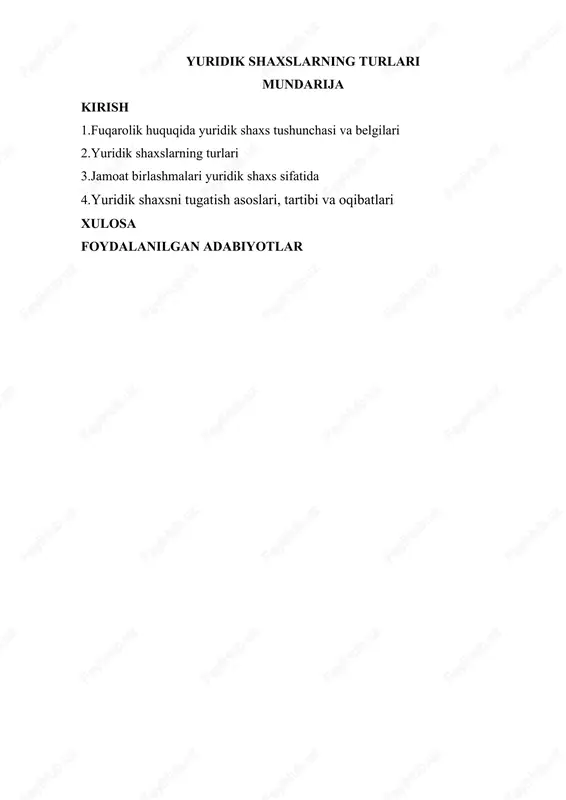 mustaqil ishlar/huquqshunoslik — DOC