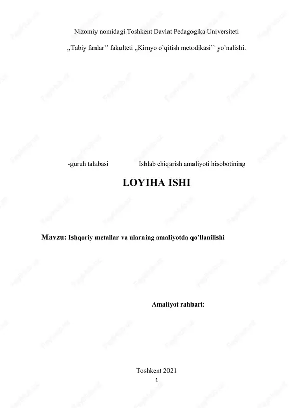 ishqoriy metallar va ularning amaliyotda qo’llanilishi — DOCX