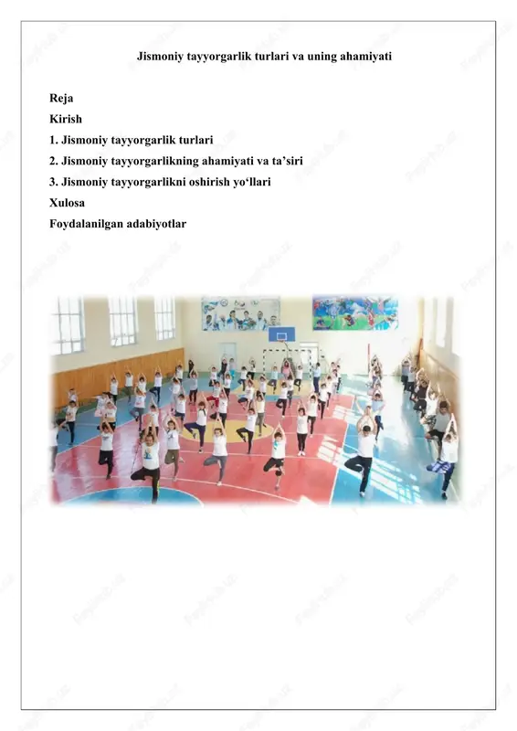 jismoniy tayyorgarlik turlari va uning ahamiyati — DOCX