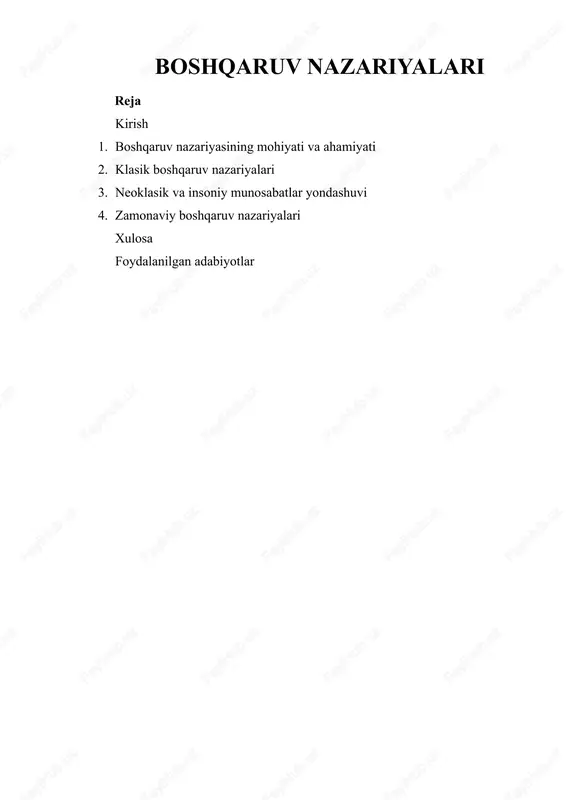 boshqaruv nazariyalari — DOCX