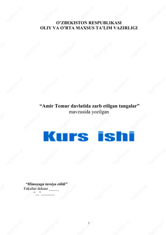 amir temur davlatida zarb etilgan tangalar — DOCX