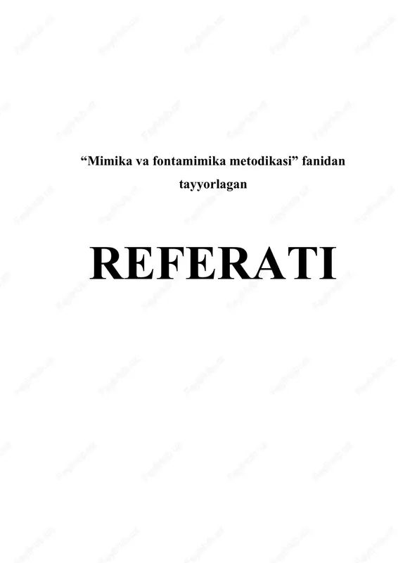 mimika va fontamimika metodikasi referati — DOCX
