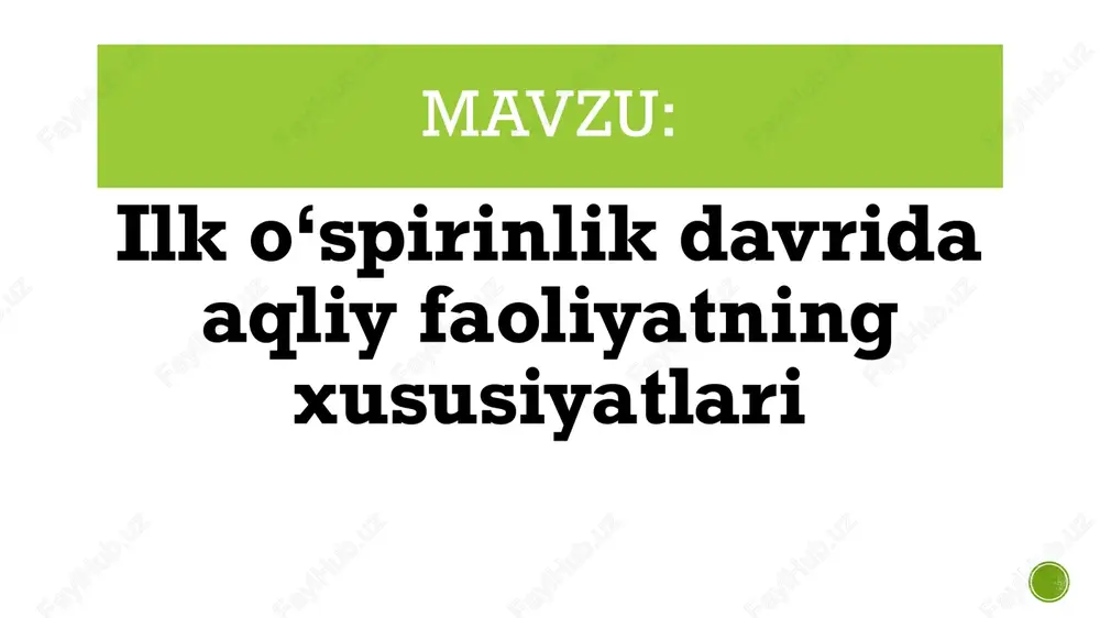 ilk o‘spirinlik davri — PPTX