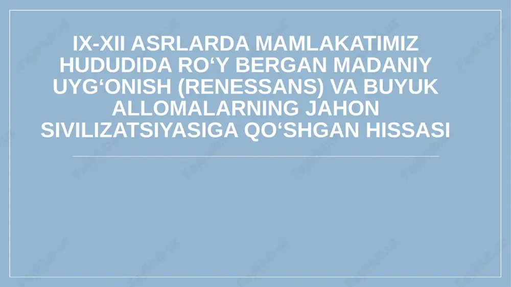 fanda uyg'onish davri — PPTX