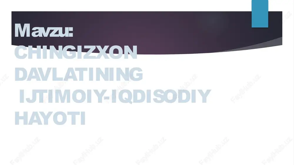 chingizxon davlatining ijtimoiy-iqtisodiy hayoti — PPTX